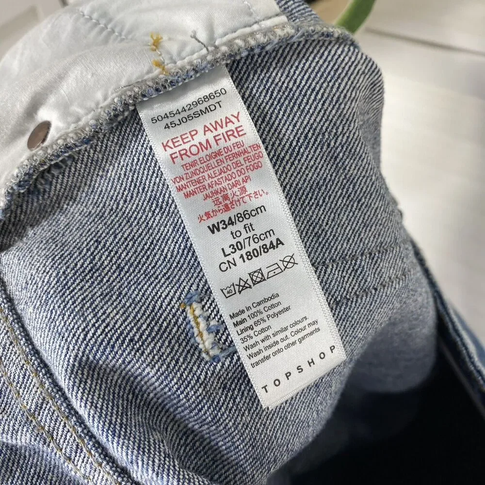 New Topshop Mom Jeans High Waisted Tapered Leg‎ Medium Wash Blue Size 34 US 12